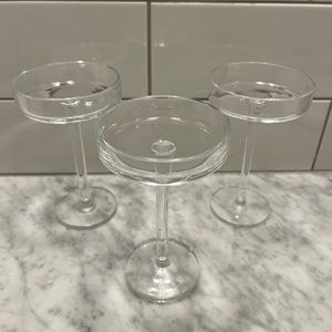 Krosno Poland Hand Blown Glass Candle Holders Set of 3